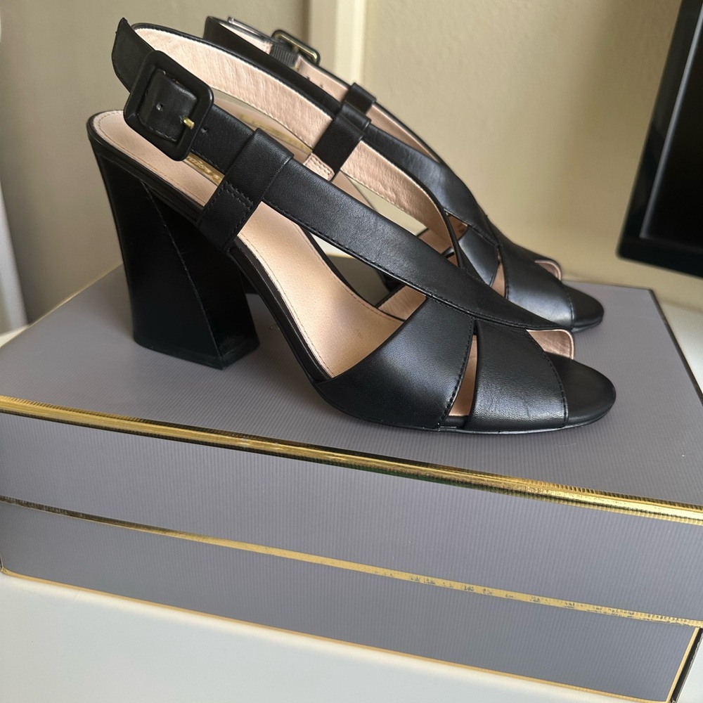 Louise et Cie Lo-Kalee open toe Leather high heel pumps black size 8M